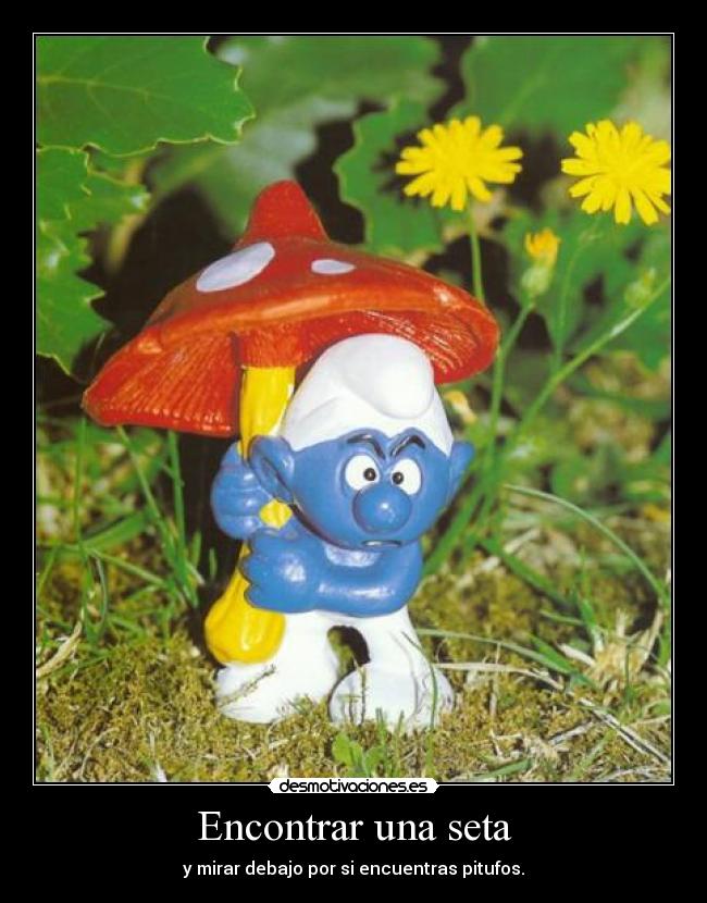 Encontrar una seta - y mirar debajo por si encuentras pitufos.