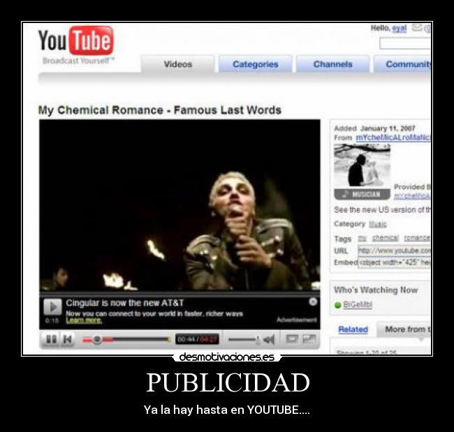 PUBLICIDAD - Ya la hay hasta en YOUTUBE....