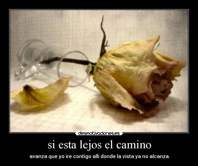 si esta lejos el camino -  avanza que yo ire contigo alli donde la vista ya no alcanza.