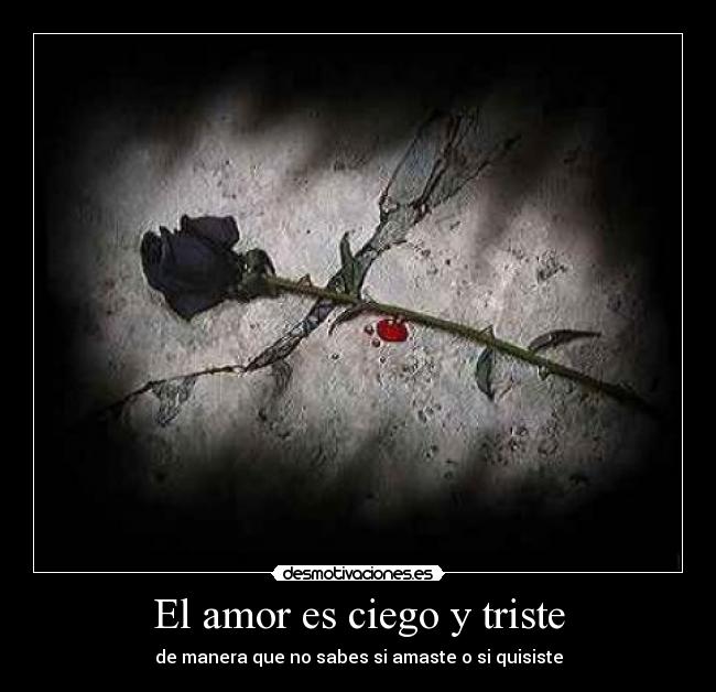 El amor es ciego y triste - de manera que no sabes si amaste o si quisiste
