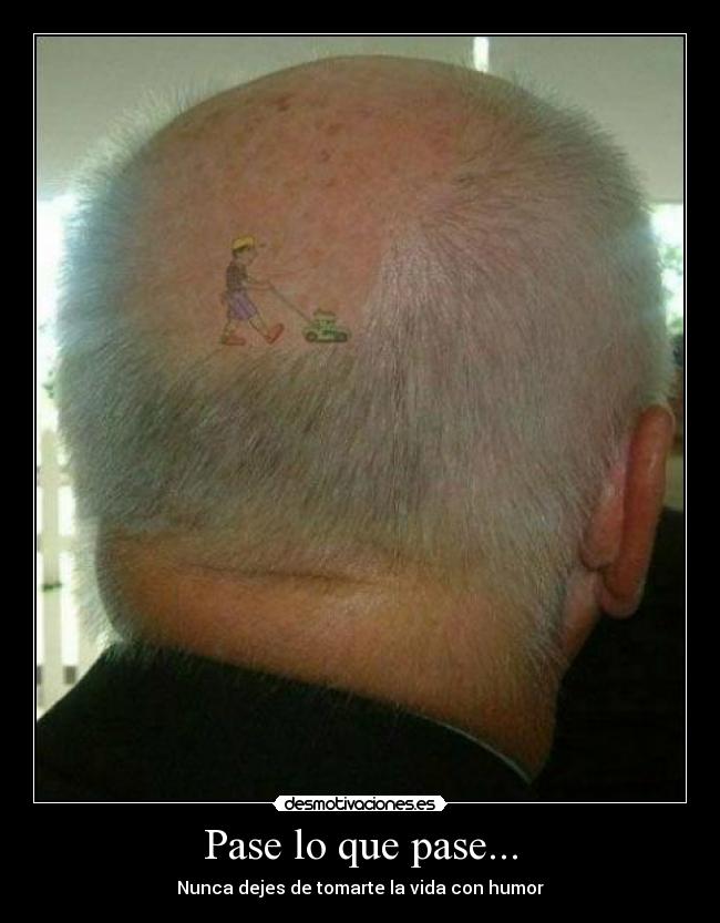 carteles pase que pase tomarse vida humor tatuaje cortacesped calvo desmotivaciones