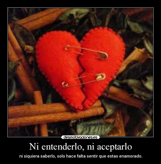 Ni entenderlo, ni aceptarlo - ni siquiera saberlo, solo hace falta sentir que estas enamorado.