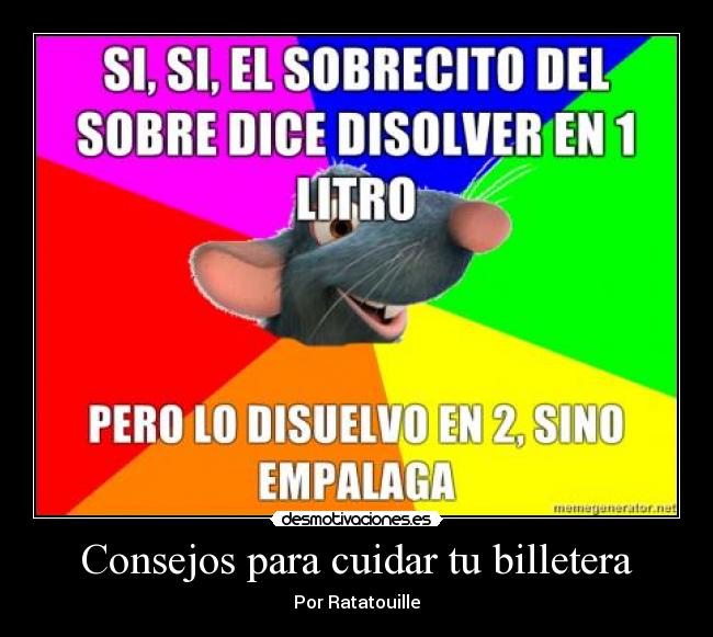 Consejos para cuidar tu billetera - Por Ratatouille