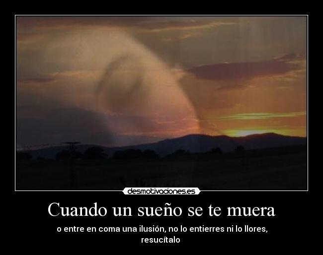 Cuando un sueño se te muera - o entre en coma una ilusión, no lo entierres ni lo llores,
resucítalo 