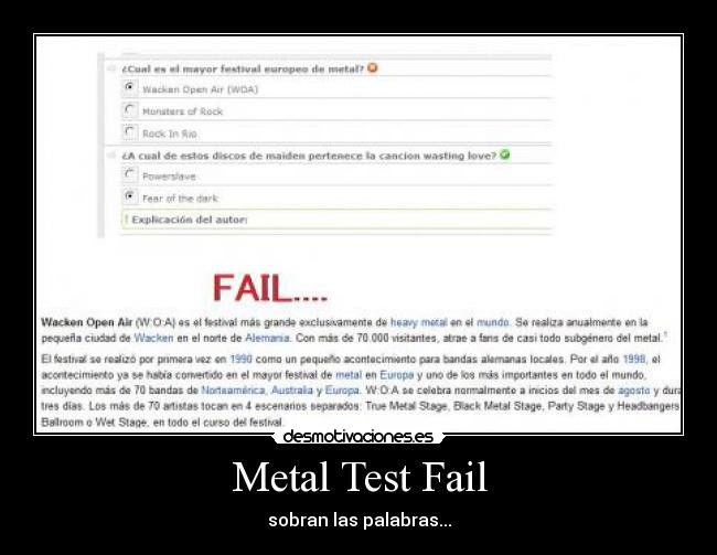 Metal Test Fail -