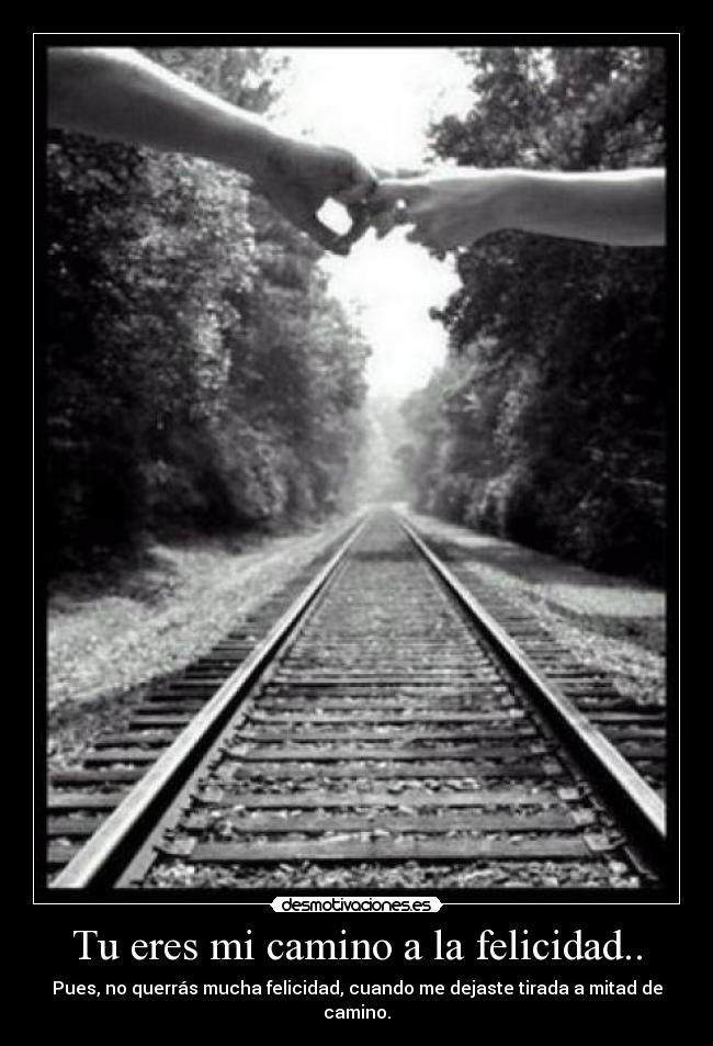 Tu eres mi camino a la felicidad.. - Pues, no querrás mucha felicidad, cuando me dejaste tirada a mitad de camino.