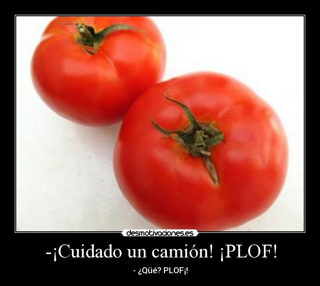 -¡Cuidado un camión! ¡PLOF! - - ¿Qüé? PLOF¡!