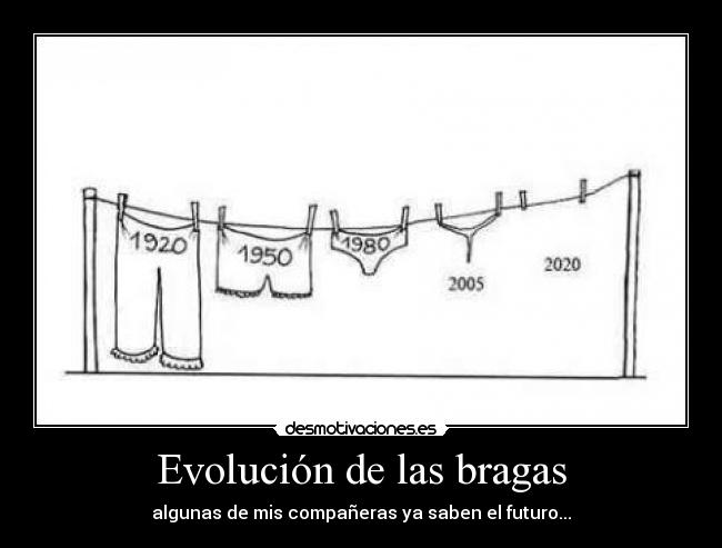 Evolución de las bragas - algunas de mis compañeras ya saben el futuro...