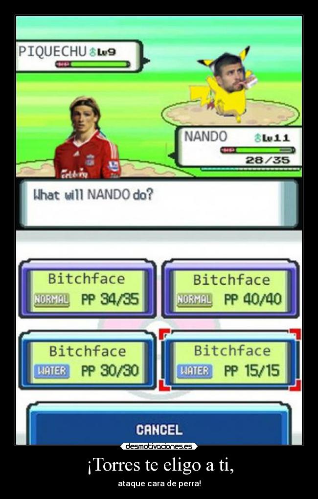 carteles fernando torres nino pique pokemon bitch bitchface desmotivaciones