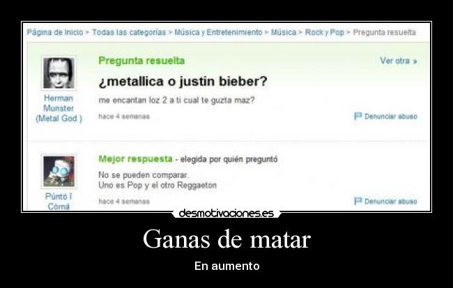 Ganas de matar - En aumento