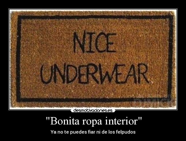 Bonita ropa interior - Ya no te puedes fiar ni de los felpudos