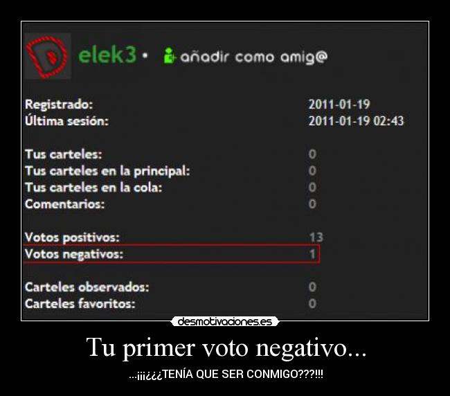 Tu primer voto negativo... - ...¡¡¡¿¿¿TENÍA QUE SER CONMIGO???!!!