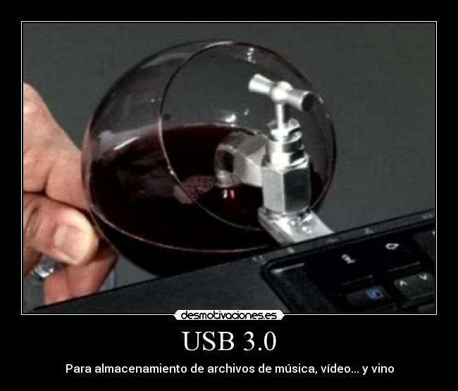 USB 3.0 - Para almacenamiento de archivos de música, vídeo... y vino