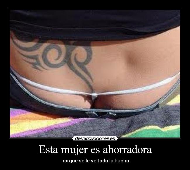 Esta mujer es ahorradora - porque se le ve toda la hucha