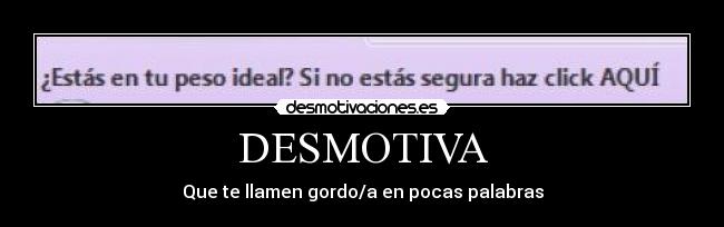 DESMOTIVA - Que te llamen gordo/a en pocas palabras