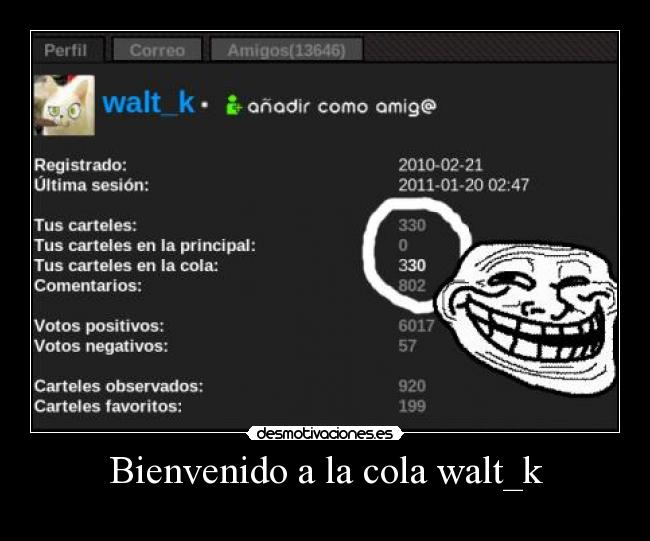 Bienvenido a la cola walt_k -