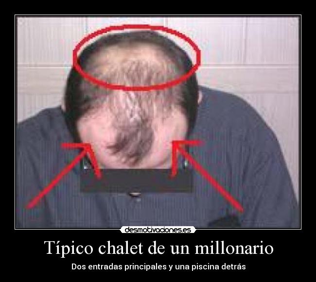 Típico chalet de un millonario - Dos entradas principales y una piscina detrás