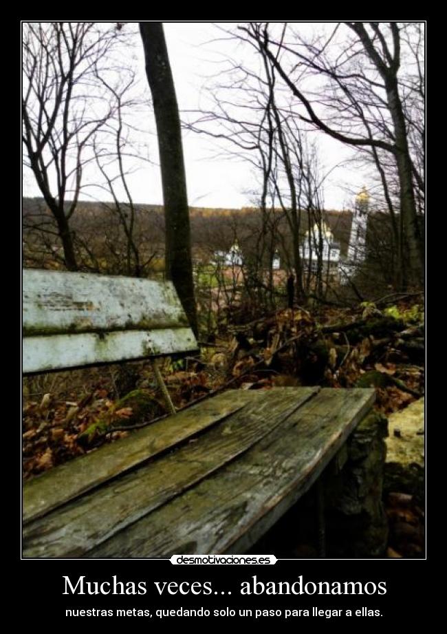 Muchas veces... abandonamos - nuestras metas, quedando solo un paso para llegar a ellas.