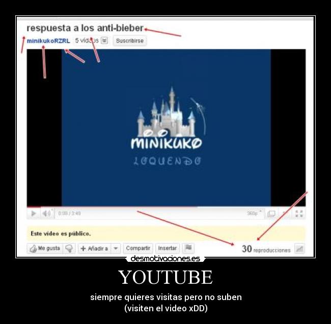 carteles loquendo youtube visitas video justin biber anti biber tonta puta nina guerra paz risa verdad desmotivaciones