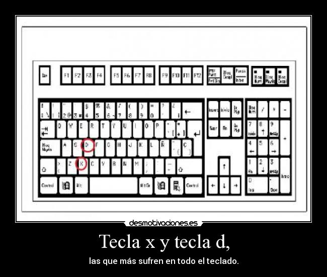 Tecla x y tecla d, - las que más sufren en todo el teclado.