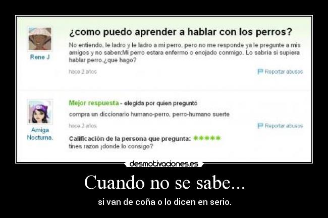 Cuando no se sabe... -