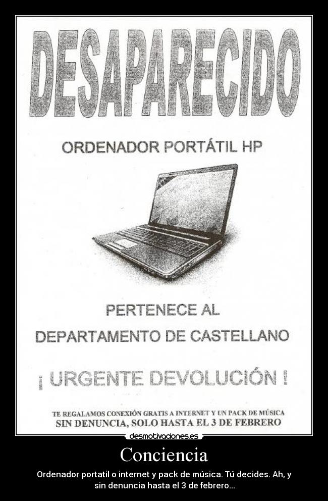 carteles desaparecido portatil departamento castellano internet gratis pack musica sin denuncia desmotivaciones