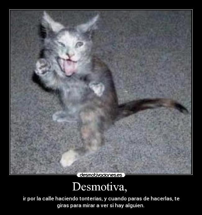 Desmotiva, - ir por la calle haciendo tonterías, y cuando paras de hacerlas, te
giras para mirar a ver si hay alguien.