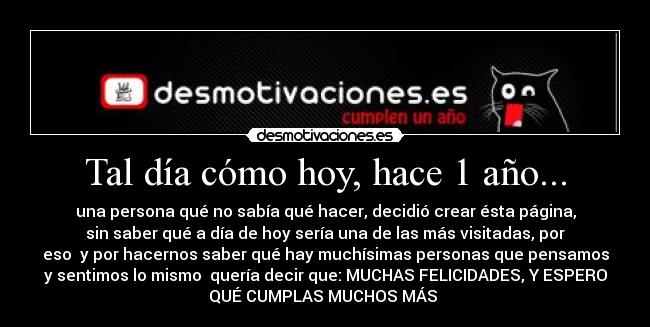 Tal día cómo hoy, hace 1 año... -