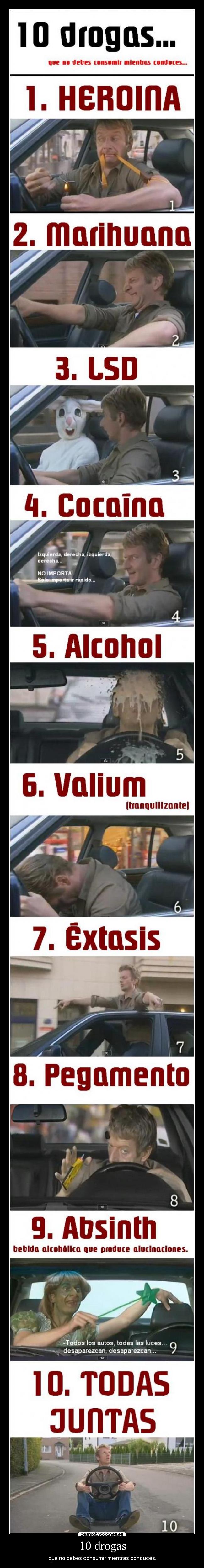 10 drogas - que no debes consumir mientras conduces.