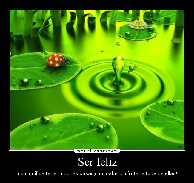 Ser feliz - no significa tener muchas cosas,sino saber disfrutar a tope de ellas!