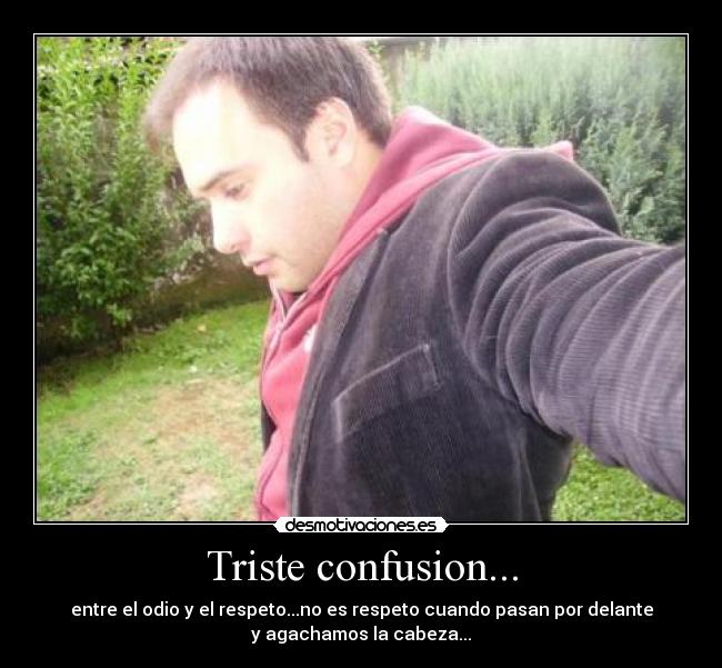 Triste confusion... - entre el odio y el respeto...no es respeto cuando pasan por delante
y agachamos la cabeza...