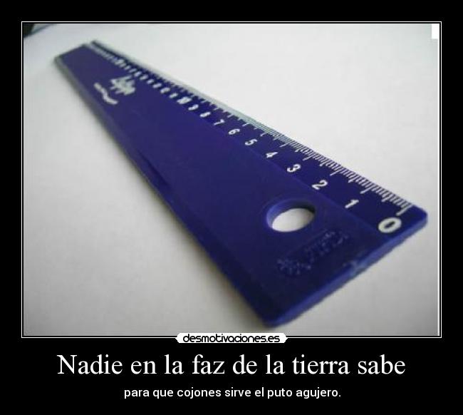 Nadie en la faz de la tierra sabe - para que cojones sirve el puto agujero.