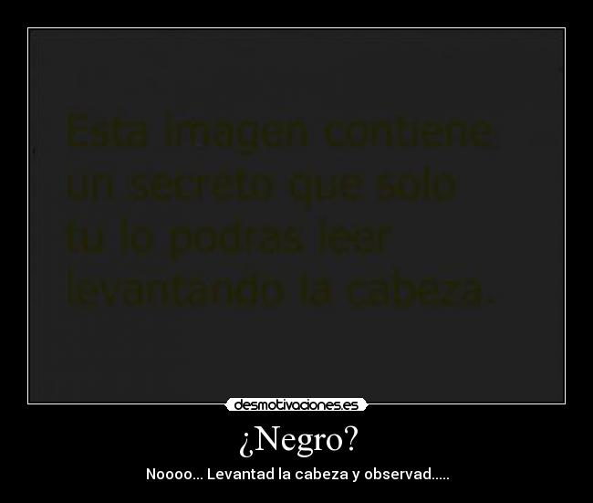¿Negro? - Noooo... Levantad la cabeza y observad.....