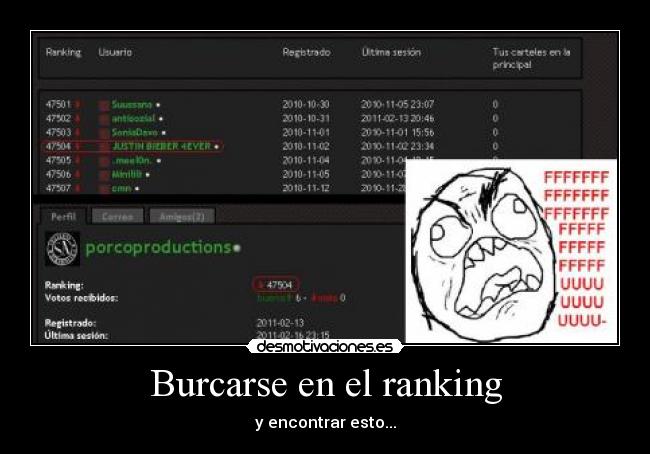 Burcarse en el ranking - y encontrar esto...