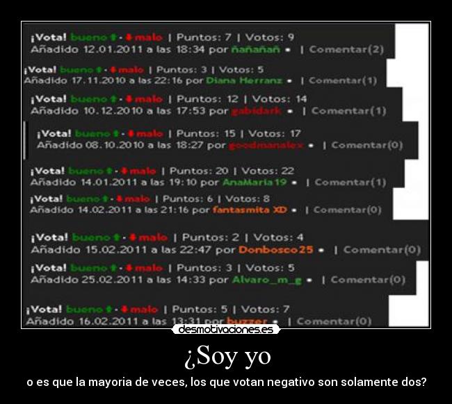 ¿Soy yo - o es que la mayoria de veces, los que votan negativo son solamente dos?