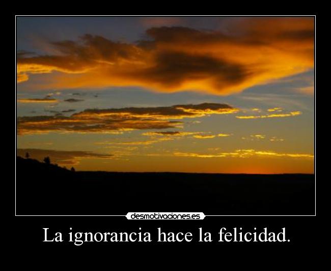 La ignorancia hace la felicidad. - 