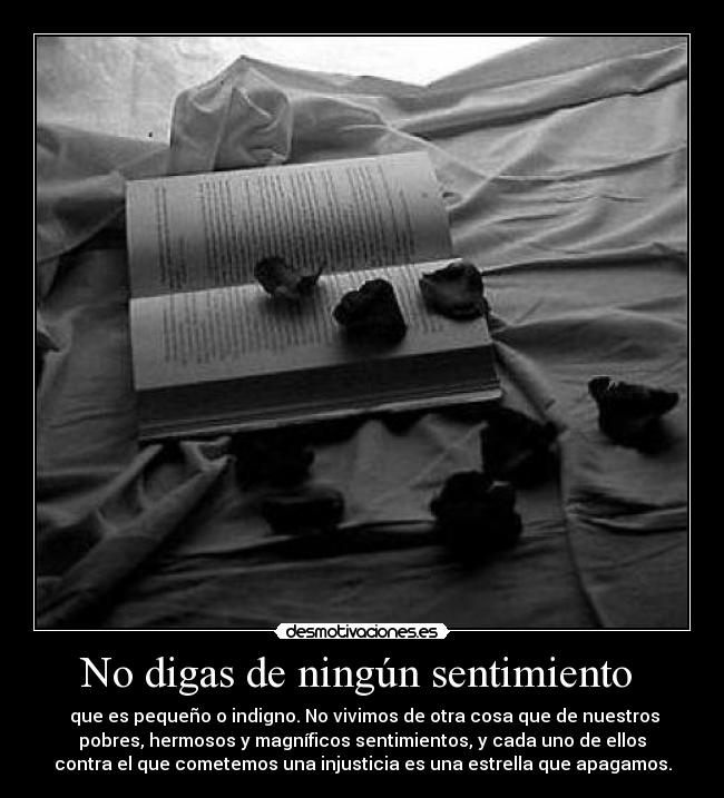 No digas de ningún sentimiento -