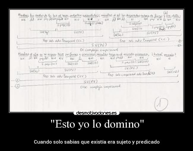 Esto yo lo domino -
Cuando solo sabias que existía era sujeto y predicado