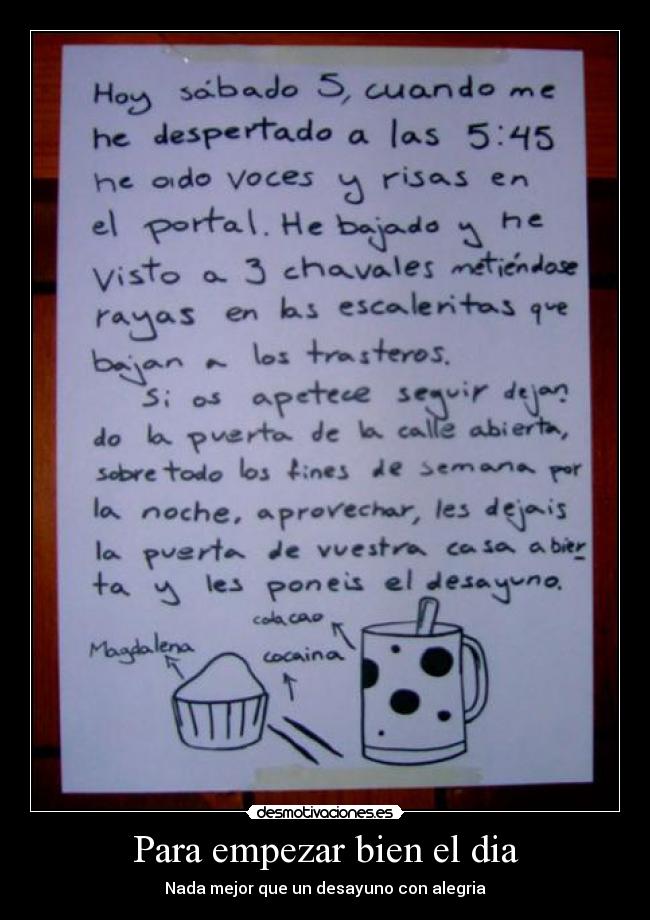 carteles aviso yonkis desayuno desmotivaciones