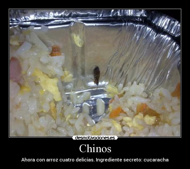 Chinos - Ahora con arroz cuatro delicias. Ingrediente secreto: cucaracha