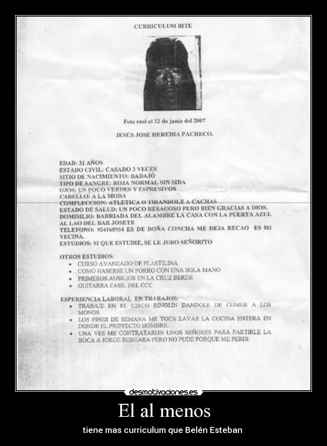 El al menos - tiene mas curriculum que Belén Esteban