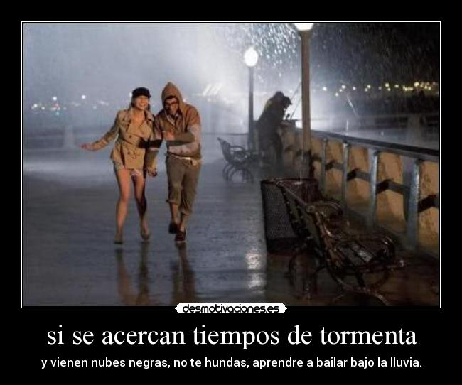 carteles tormenta bailar lluvia nubes negras desmotivaciones