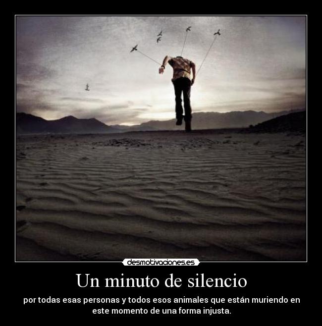 Un minuto de silencio - por todas esas personas y todos esos animales que están muriendo en
este momento de una forma injusta.