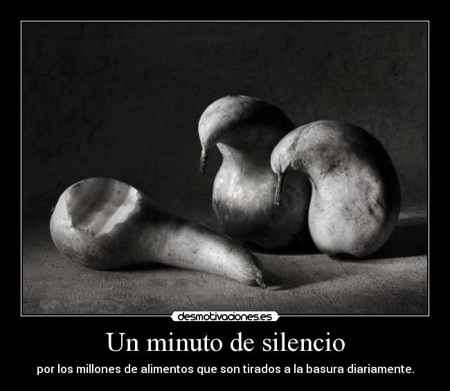 Un minuto de silencio - por los millones de alimentos que son tirados a la basura diariamente.