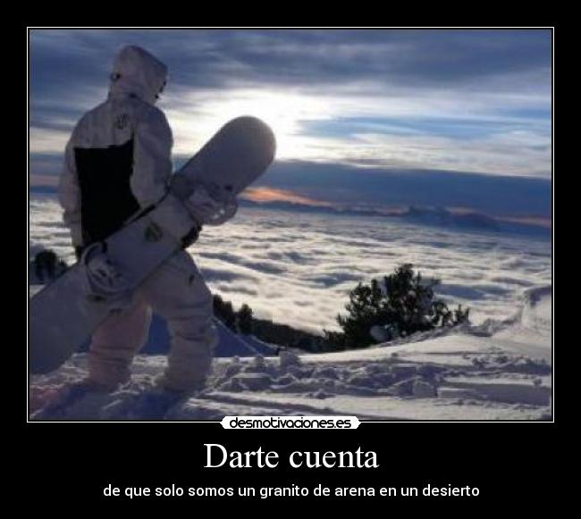 Darte cuenta - de que solo somos un granito de arena en un desierto