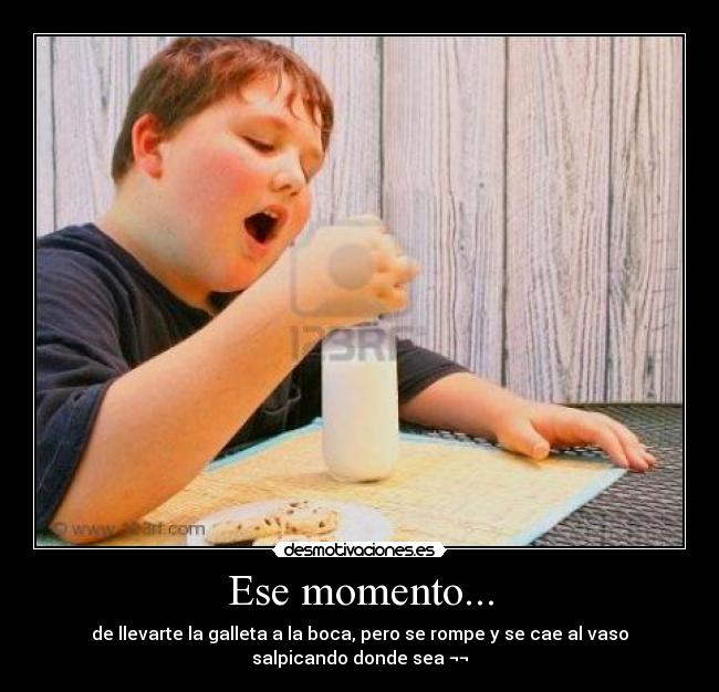 Ese momento... - de llevarte la galleta a la boca, pero se rompe y se cae al vaso salpicando donde sea ¬¬