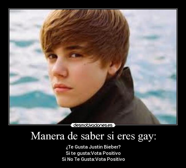 Manera de saber si eres gay: - ¿Te Gusta Justin Bieber?
Si te gusta:Vota Positivo
Si No Te Gusta:Vota Positivo