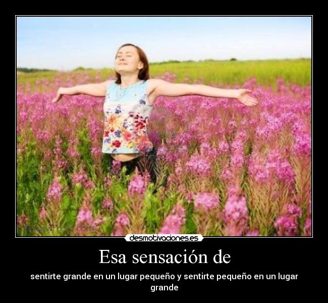 Esa sensación de - sentirte grande en un lugar pequeño y sentirte pequeño en un lugar grande