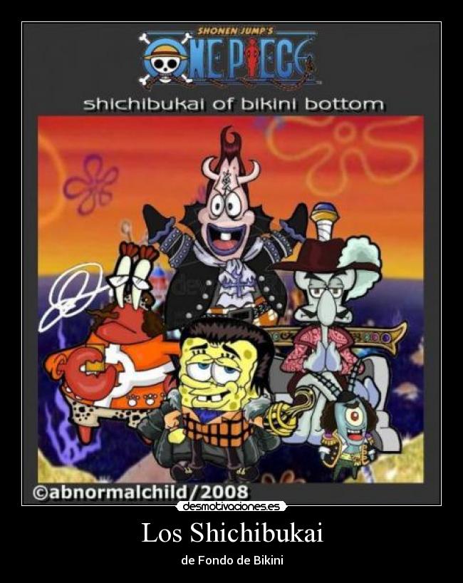 carteles one piece bob esponja shichibukai anime manga mar oceano gobierno piratas corsarios fondo bikini desmotivaciones