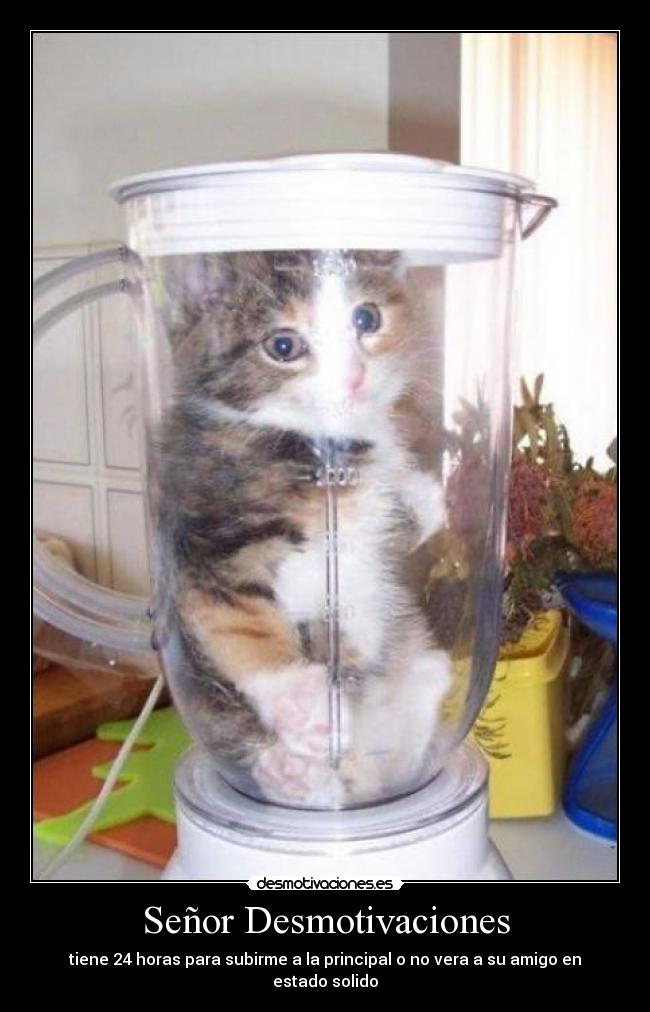 Señor Desmotivaciones - tiene 24 horas para subirme a la principal o no vera a su amigo en estado solido